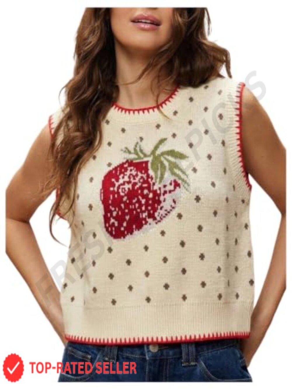 Lobster Crochet Knit Tank Sweater Vest Sleeveless Crew Neck